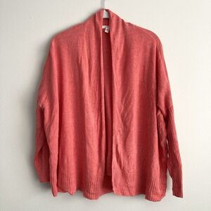 Eileen Fisher 100% Organic Linen Open Front Cardigan Pink Size Medium Breathable